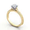 Round Brilliant Vintage Diamond Ring Yellow Gold RV2 3D