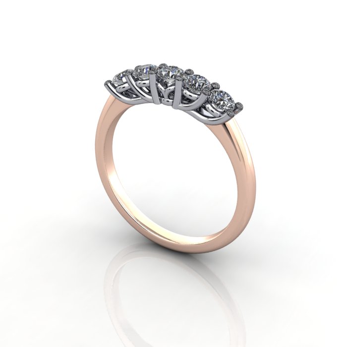 Round Brilliant Anniversary Diamond Ring Rose Gold RA1 3D