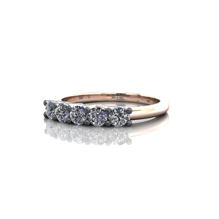 Round Brilliant Anniversary Diamond Ring Rose Gold RA1 LF