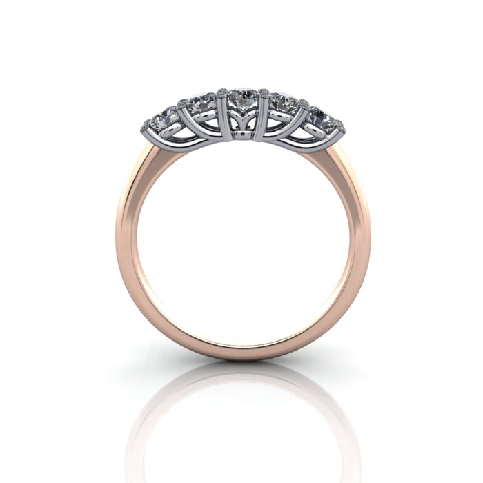 Round Brilliant Anniversary Diamond Ring Rose Gold RA1 TF