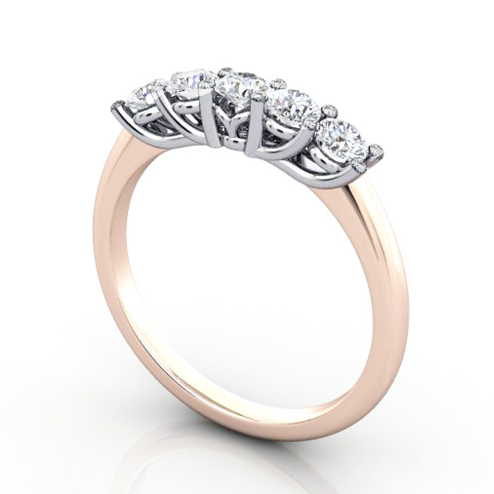 Thumb Round Brilliant Anniversary Diamond Ring Rose Gold RA1 3D