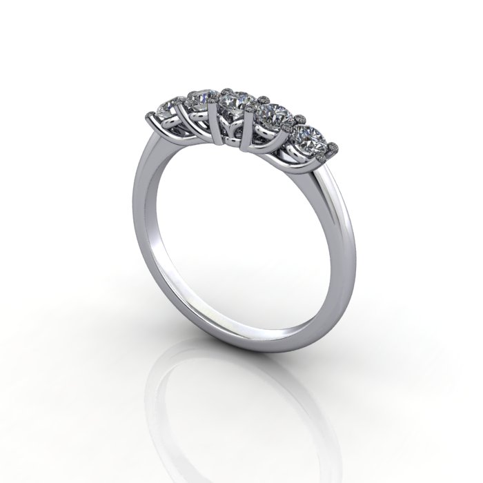 Round Brilliant Anniversary Diamond Ring White Gold RA1 3D