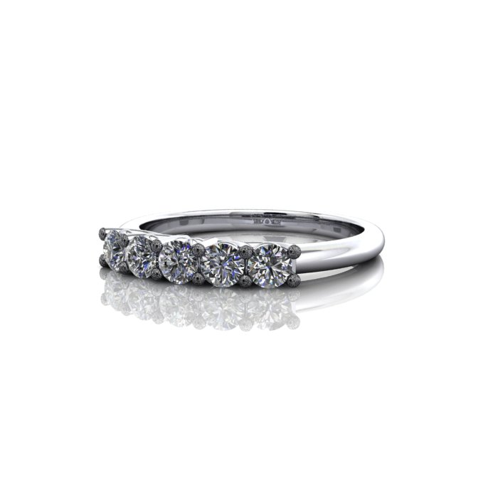 Round Brilliant Anniversary Diamond Ring White Gold RA1 LF