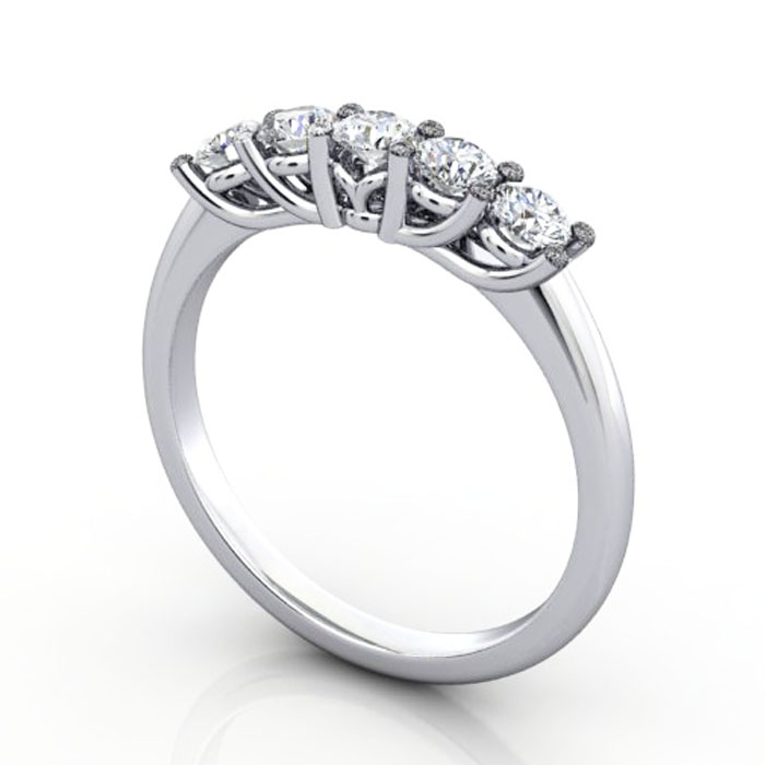 Thumb Round Brilliant Anniversary Diamond Ring White Gold RA1 3D