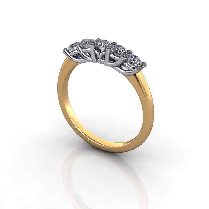Round Brilliant Anniversary Diamond Ring Yellow Gold RA1 3D