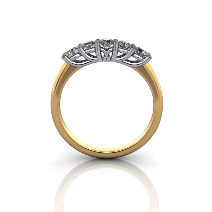 Round Brilliant Anniversary Diamond Ring Yellow Gold RA1 TF