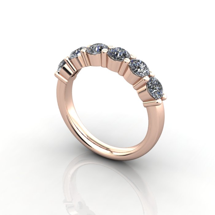 Round Brilliant Anniversary Diamond Ring Rose Gold RA2 3D