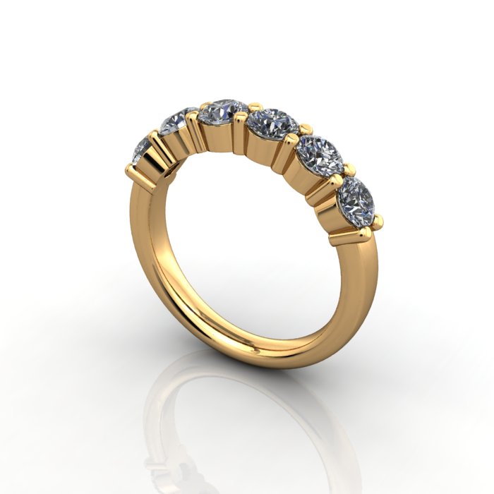 Round Brilliant Anniversary Diamond Ring Yellow Gold RA2 3D
