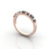 Round & Baguette Anniversary Diamond Ring Rose Gold RA3 3D
