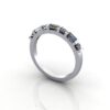 Round & Baguette Anniversary Diamond Ring White Gold RA3 3D