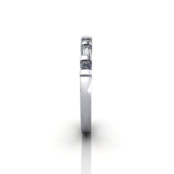 Round & Baguette Anniversary Diamond Ring White Gold RA3 SV