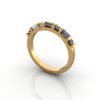 Round & Baguette Anniversary Diamond Ring Yellow Gold RA3 3D