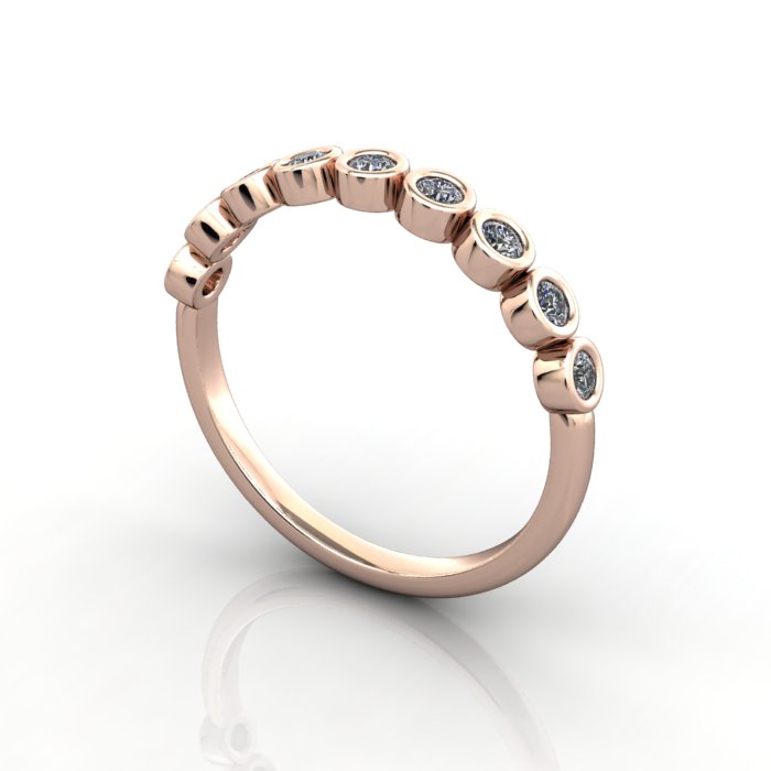 Round Brilliant Anniversary Diamond Ring Rose Gold RA4 3D