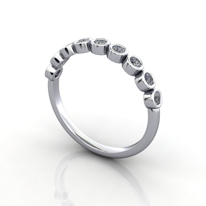 Round Brilliant Anniversary Diamond Ring White Gold RA4 3D