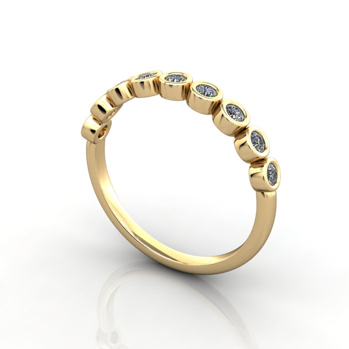 Round Brilliant Anniversary Diamond Ring Yellow Gold RA4 3D