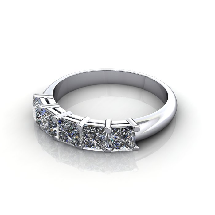 Princess Cut Anniversary Diamond Ring Platinum RA5 LF