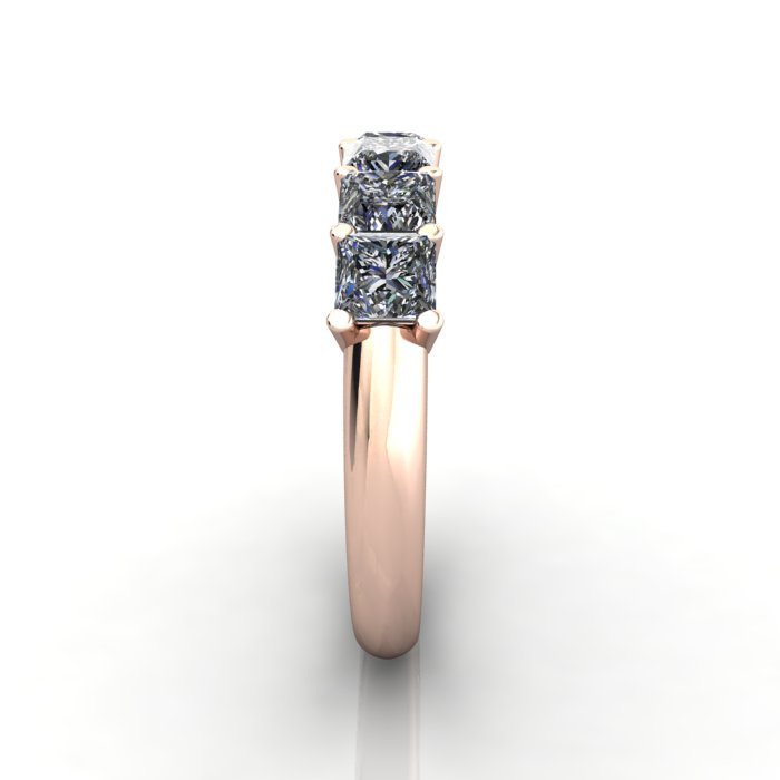 Princess Cut Anniversary Diamond Ring Rose Gold RA5 SV