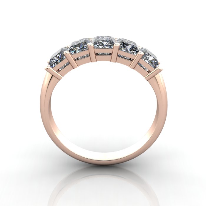 Princess Cut Anniversary Diamond Ring Rose Gold RA5 TF