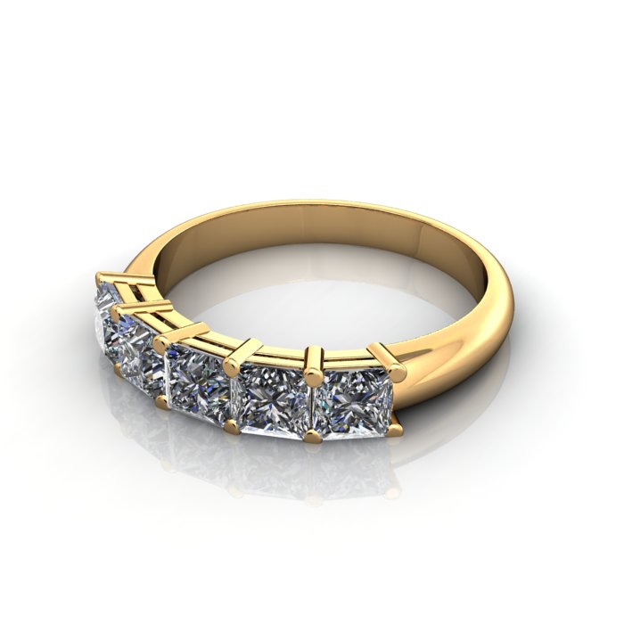 Princess Cut Anniversary Diamond Ring Yellow Gold RA5 LF