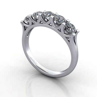 Round Brilliant Anniversary Diamond Ring Platinum RA6 3D