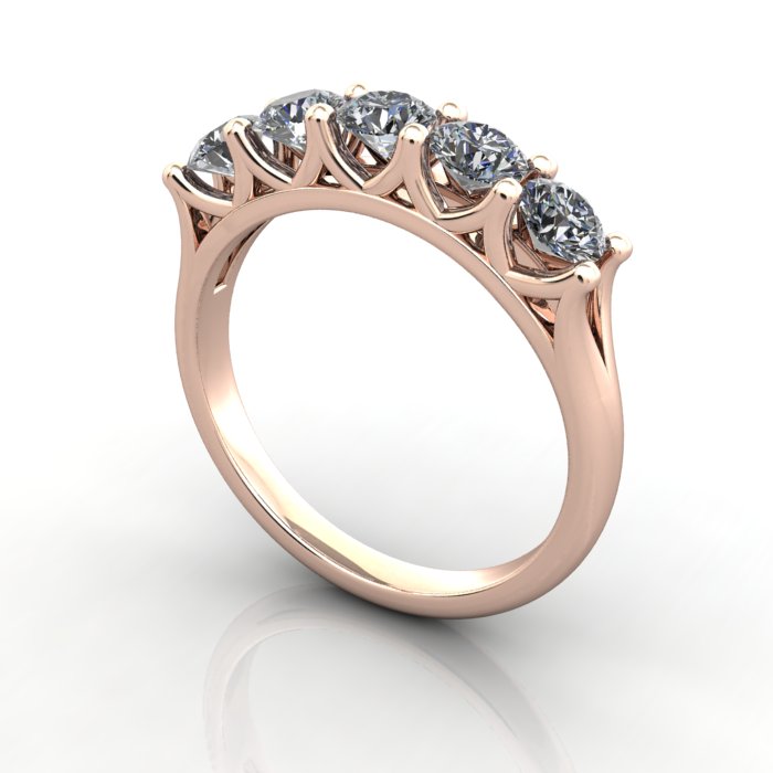 Round Brilliant Anniversary Diamond Ring Rose Gold RA6 3D