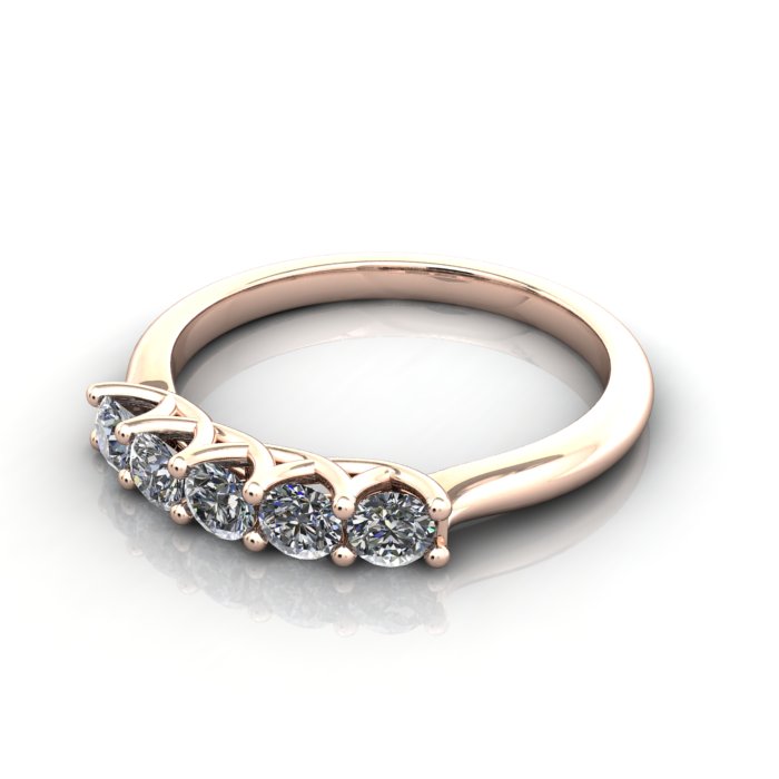 Round Brilliant Anniversary Diamond Ring Rose Gold RA6 LF