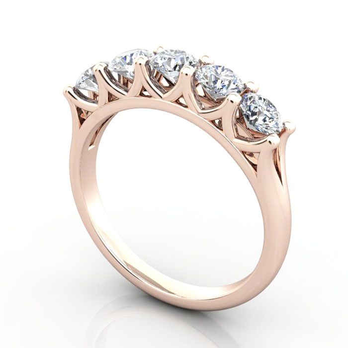 Thumb Round Brilliant Anniversary Diamond Ring Rose Gold RA6 3D