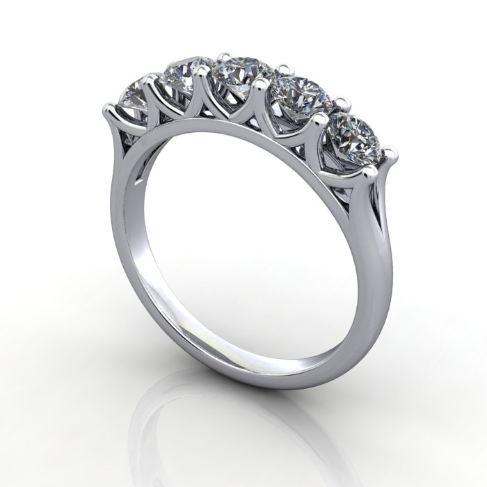 Round Brilliant Anniversary Diamond Ring White Gold RA6 3D