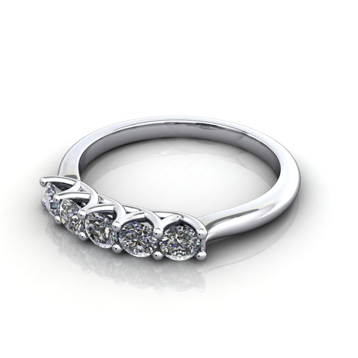Round Brilliant Anniversary Diamond Ring White Gold RA6 LF