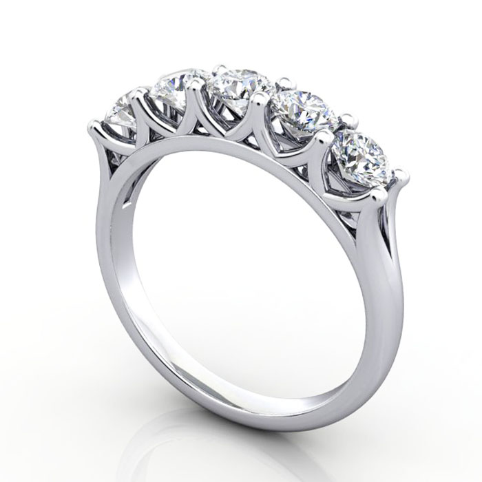 Thumb Round Brilliant Anniversary Diamond Ring White Gold RA6 3D