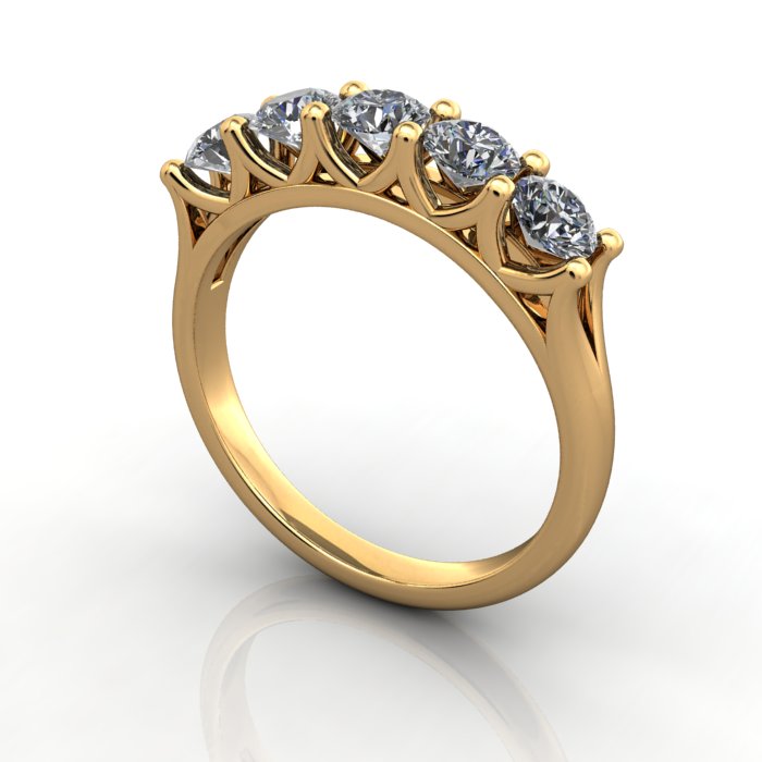 Round Brilliant Anniversary Diamond Ring Yellow Gold RA6 3D