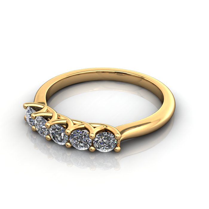 Round Brilliant Anniversary Diamond Ring Yellow Gold RA6 LF