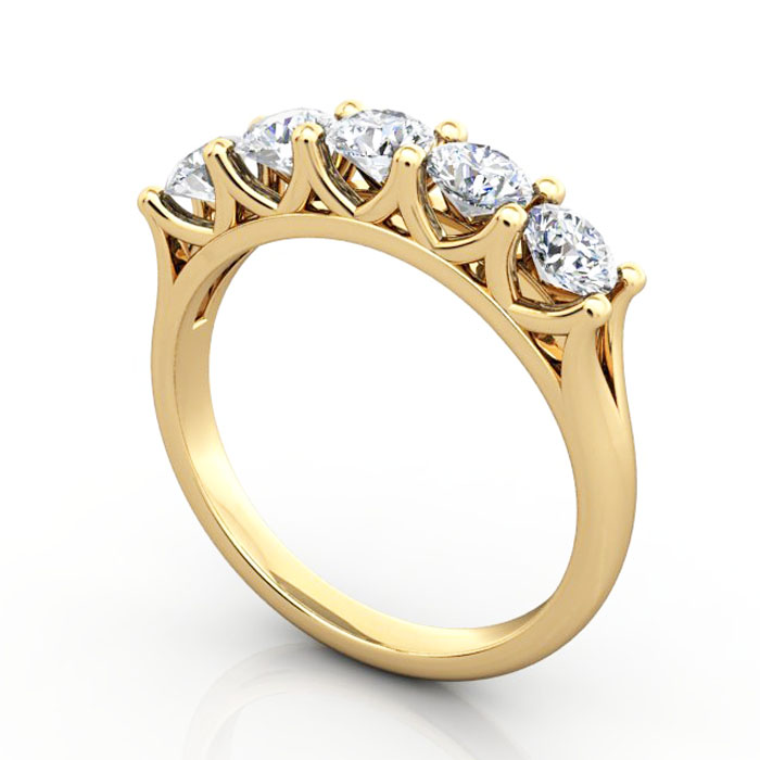 Thumb Round Brilliant Anniversary Diamond Ring Yellow Gold RA6 3D