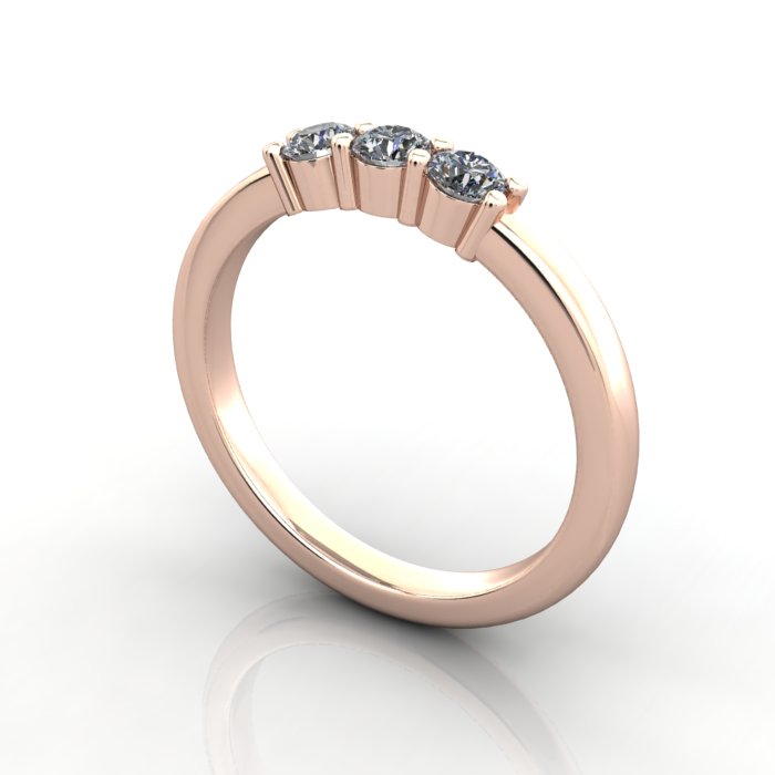 Round Brilliant Anniversary Diamond Ring Rose Gold RA7 3D