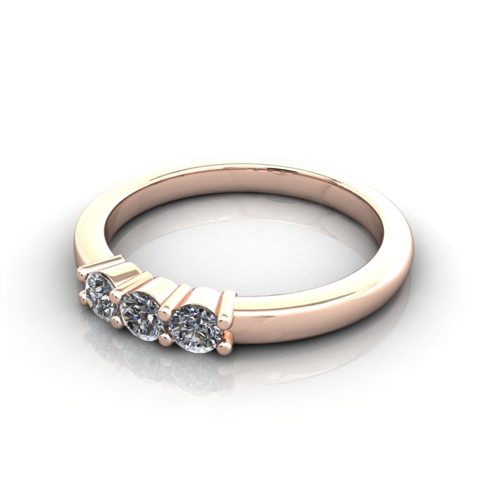 Round Brilliant Anniversary Diamond Ring Rose Gold RA7 LF
