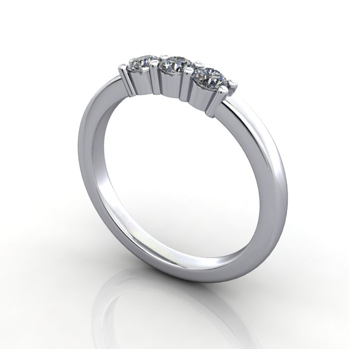 Round Brilliant Anniversary Diamond Ring White Gold RA7 3D