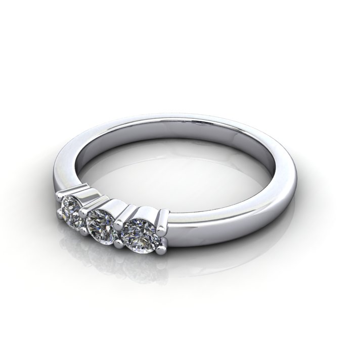 Round Brilliant Anniversary Diamond Ring White Gold RA7 LF