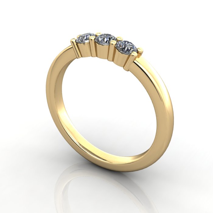 Round Brilliant Anniversary Diamond Ring Yellow Gold RA7 3D