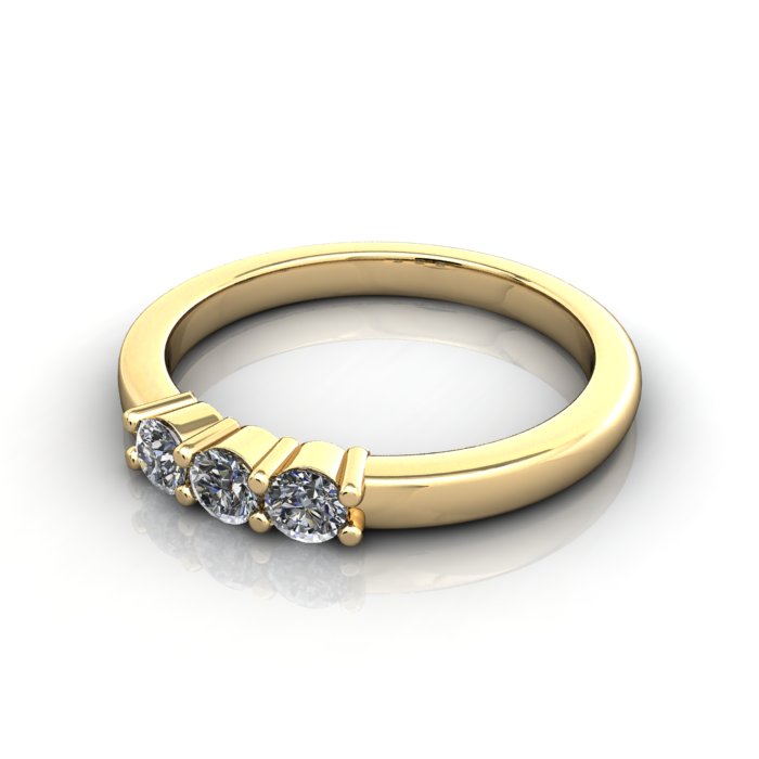 Round Brilliant Anniversary Diamond Ring Yellow Gold RA7 LF