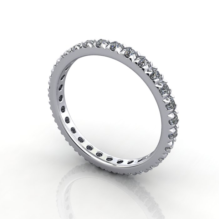 Round Brilliant Eternity Diamond Ring Platinum RE2 3D