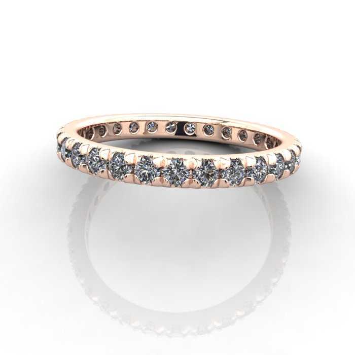 Round Brilliant Eternity Diamond Ring Rose Gold RE2 LF