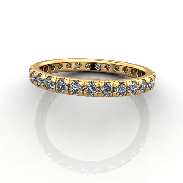 Round Brilliant Eternity Diamond Ring Yellow Gold RE2 LF