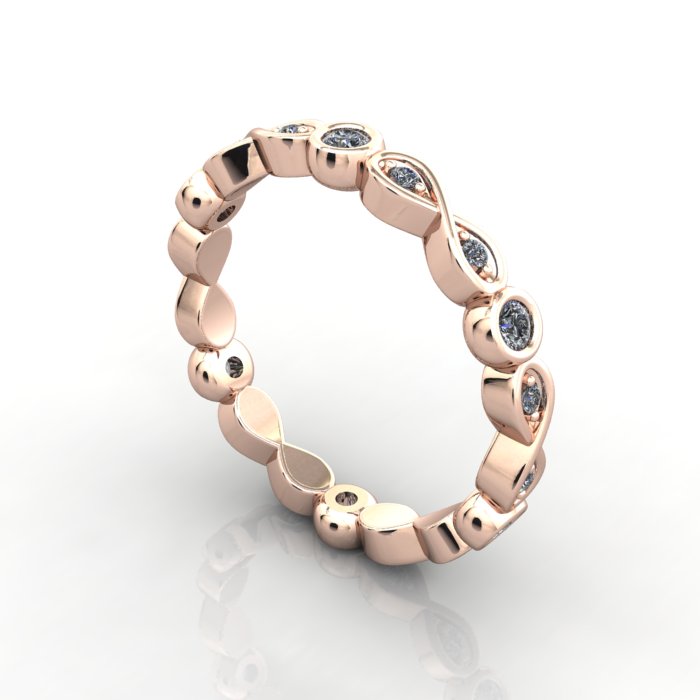 Round Brilliant Eternity Diamond Ring Rose Gold RE3 3D