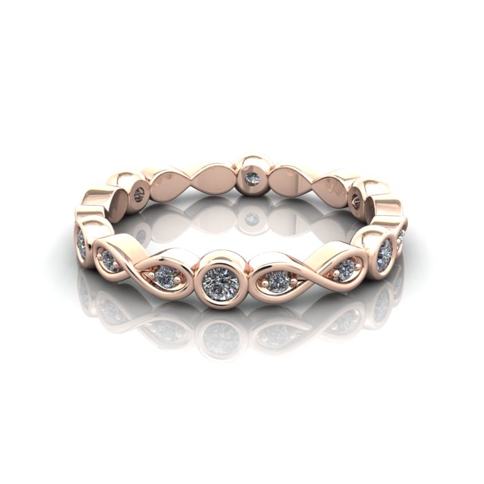 Round Brilliant Eternity Diamond Ring Rose Gold RE3 LF