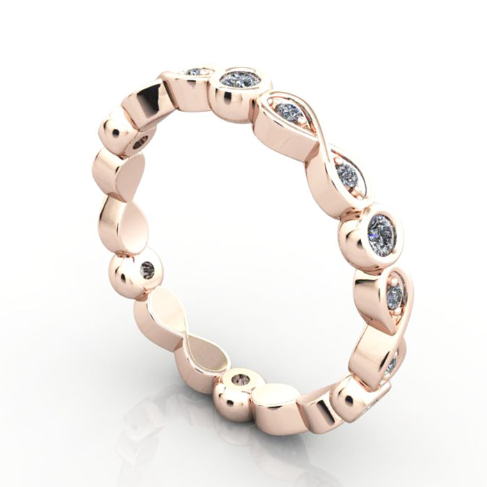 Thumb Round Brilliant Eternity Diamond Ring Rose Gold RE3 3D