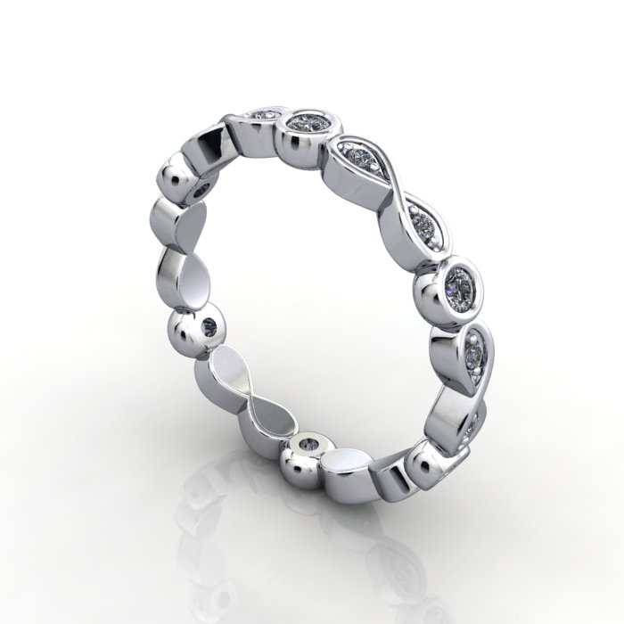 Round Brilliant Eternity Diamond Ring White Gold RE3 3D
