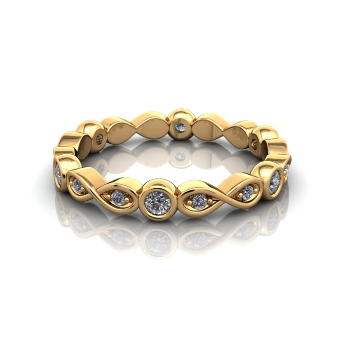 Round Brilliant Eternity Diamond Ring Yellow Gold RE3 LF