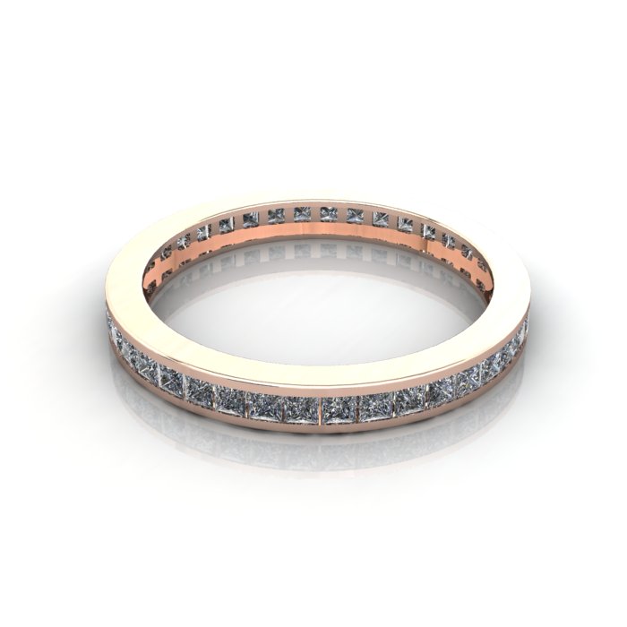Princess Cut Eternity Diamond Ring Rose Gold RE4 LF