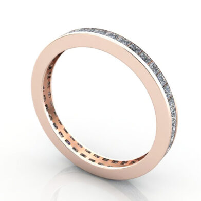Thumb Princess Cut Eternity Diamond Ring Rose Gold RE4 3D