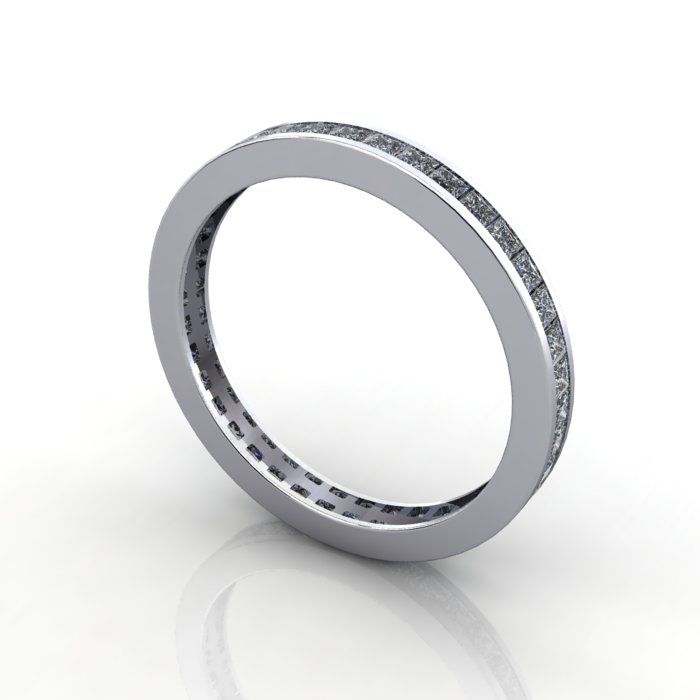 Princess Cut Eternity Diamond Ring White Gold RE4 3D